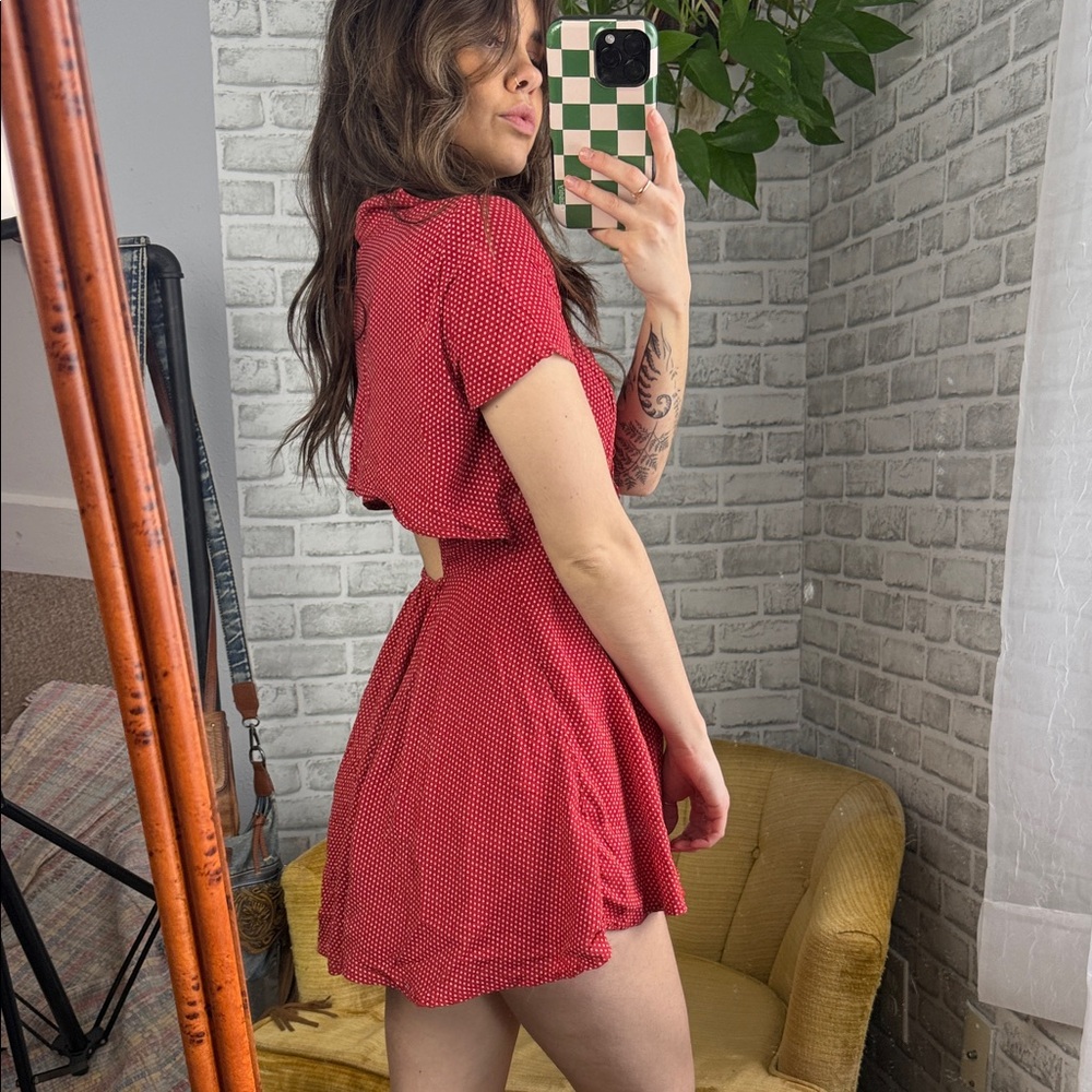 Urban Outfitters // Red Button-Front Mini Dress - Picture 5 of 10